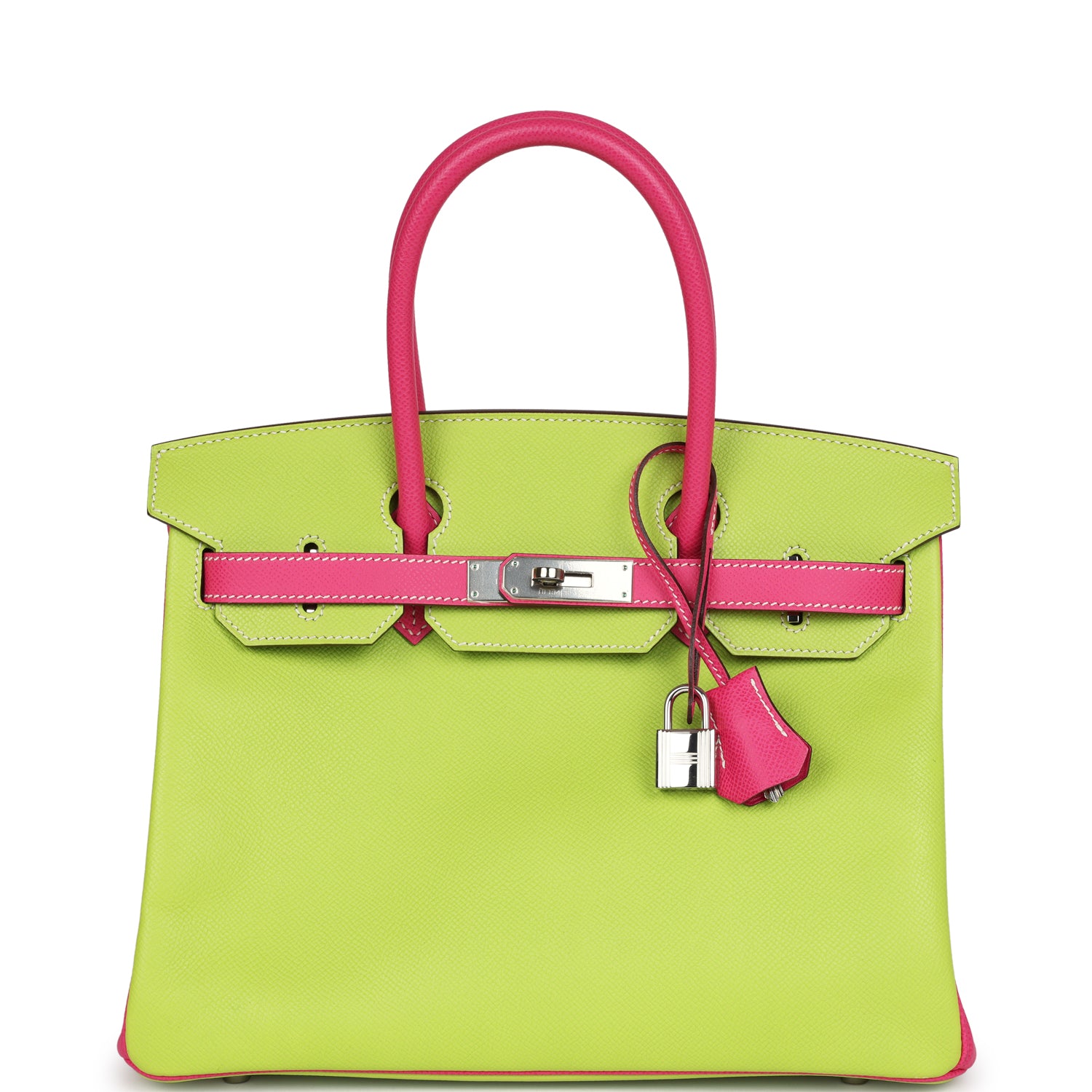 New Hermes Special Order (HSS) Birkin 30 Kiwi and Rose Tyrien Epsom Palladium Hardware