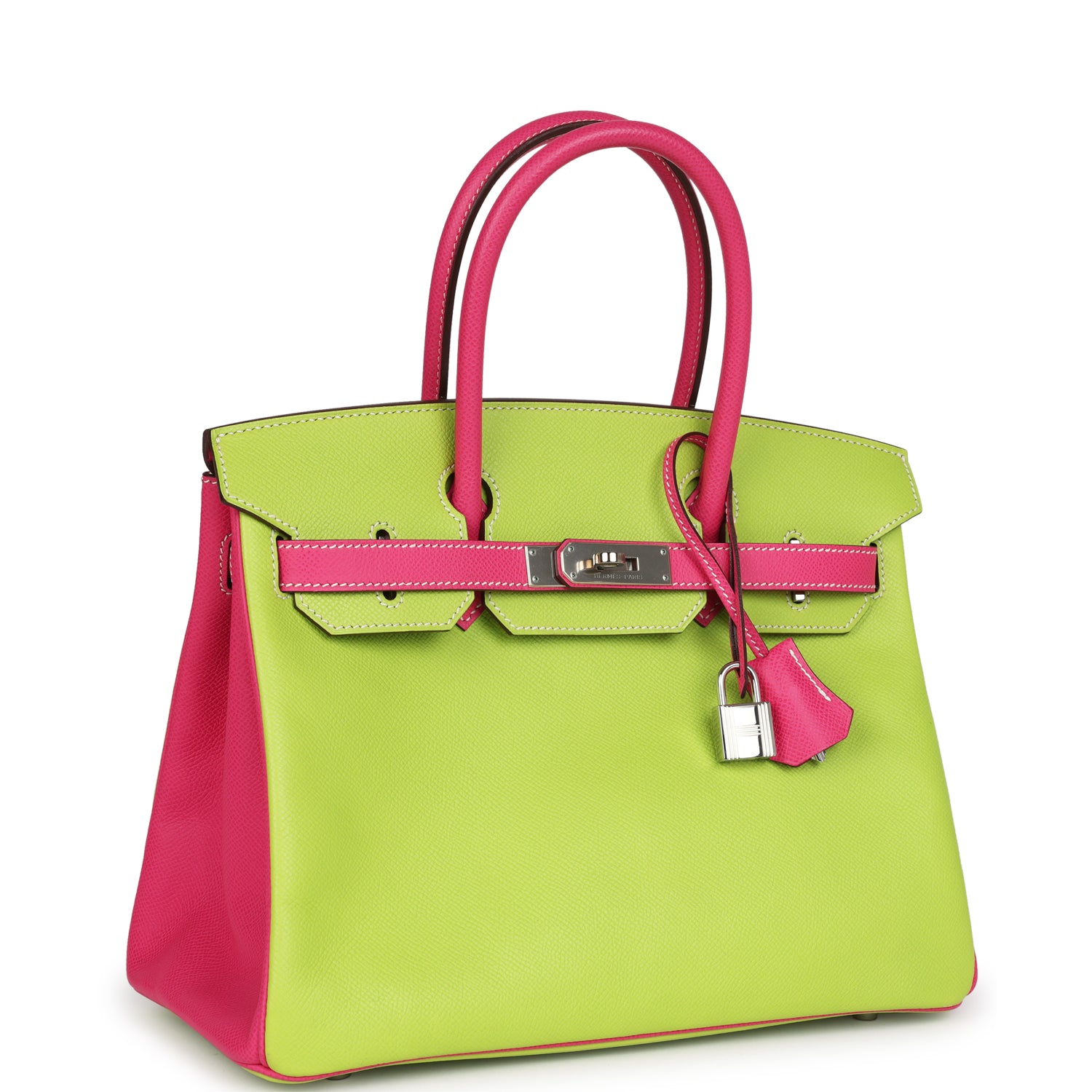 New Hermes Special Order (HSS) Birkin 30 Kiwi and Rose Tyrien Epsom Palladium Hardware