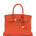 New Hermes Birkin 30 Feu Togo Gold Hardware
