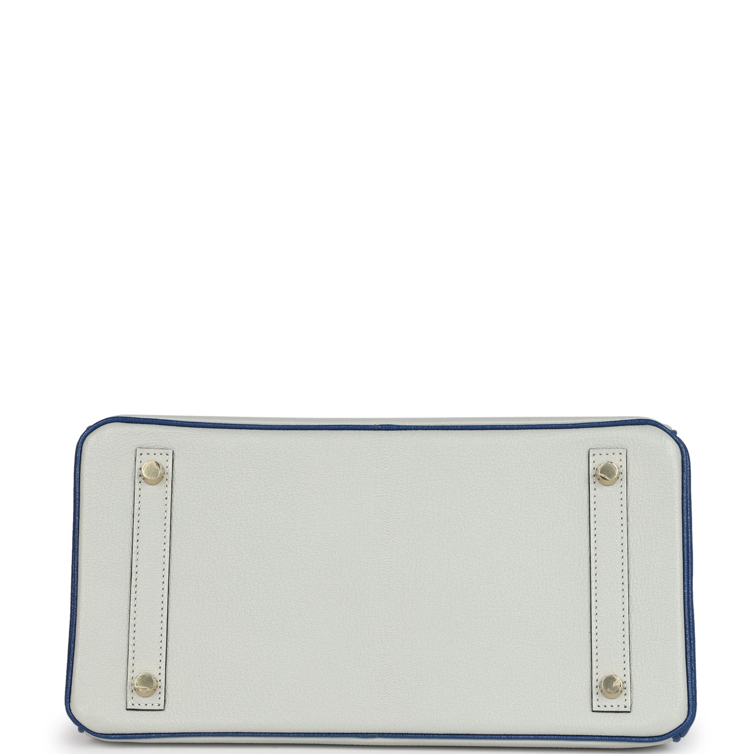 Hermes Special Order (HSS) Birkin 30 Gris Perle and Bleu Saphir Chevre Brushed Gold Hardware