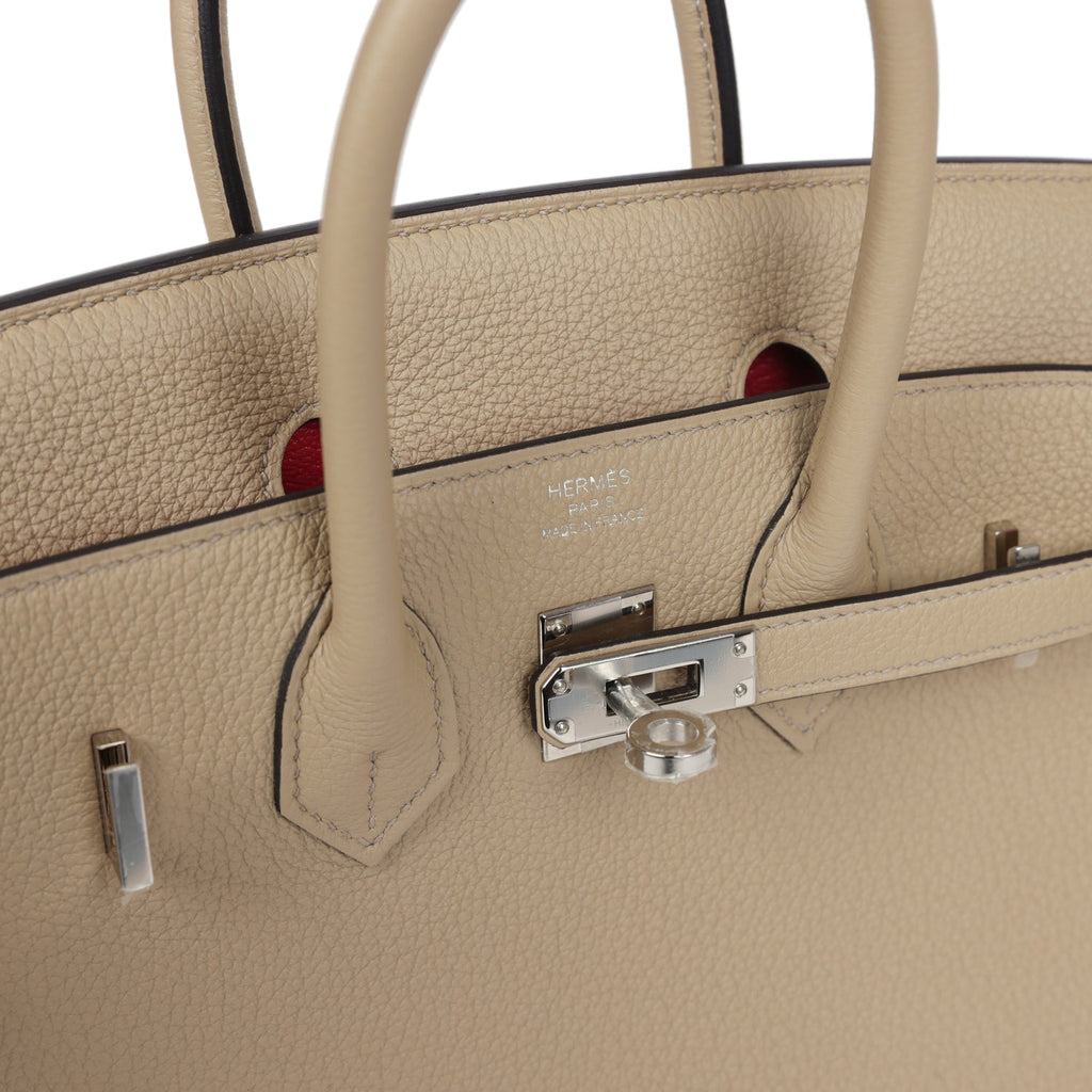 New Hermes Birkin 25 Trench Verso Togo Palladium Hardware