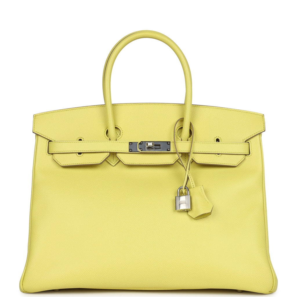 Pre-owned Hermes Birkin 35 Soufre Epsom Palladium Hardware