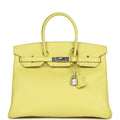 Pre-owned Hermes Birkin 35 Soufre Epsom Palladium Hardware