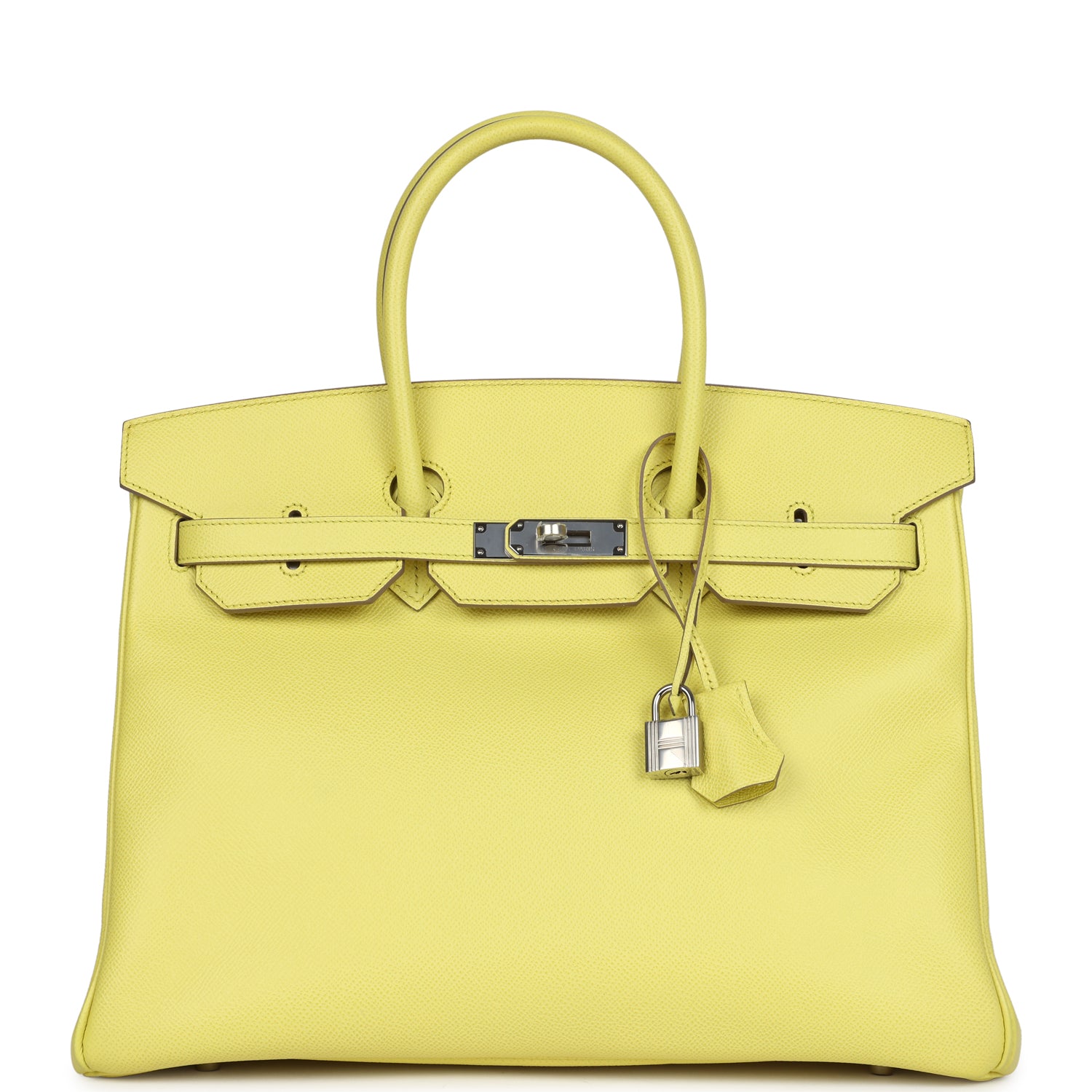 Pre-owned Hermes Birkin 35 Soufre Epsom Palladium Hardware