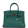 New Hermes Birkin 30 Malachite Clemence Gold Hardware
