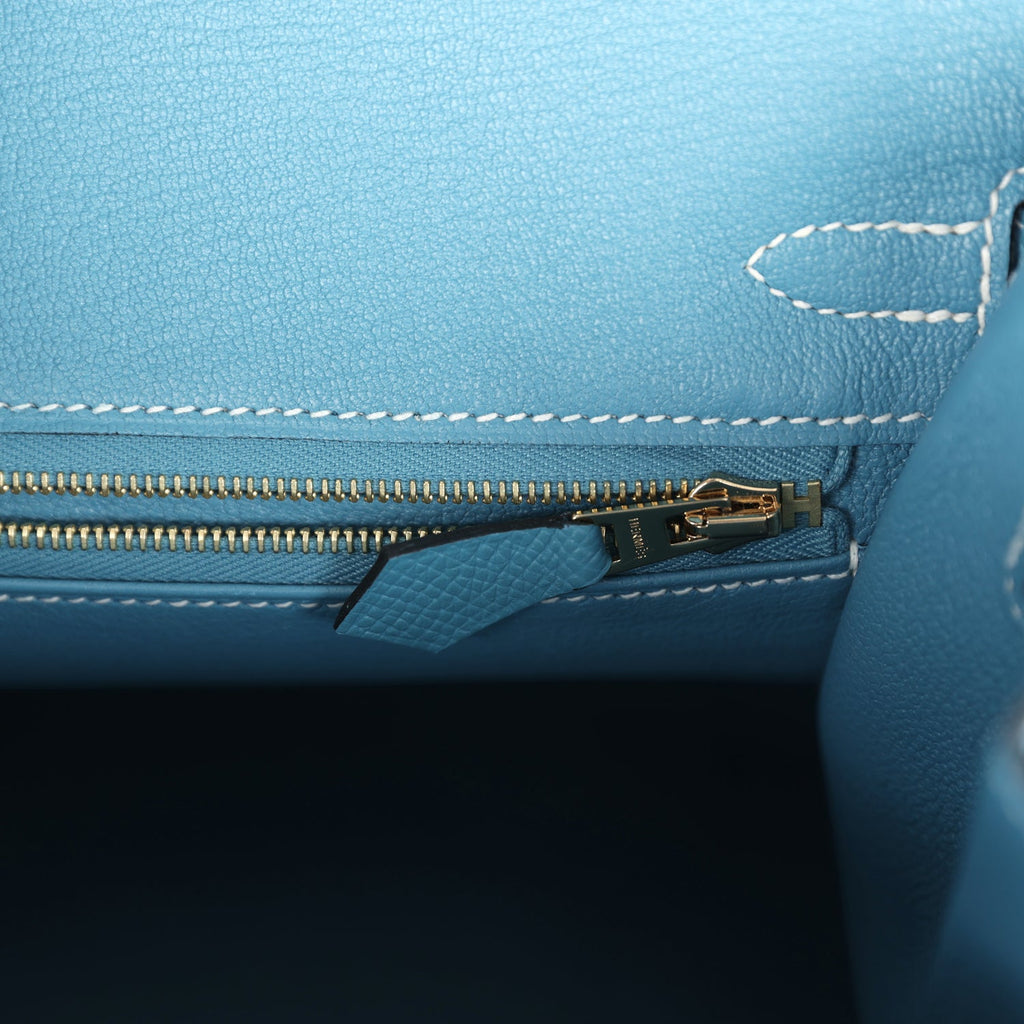 Hermes Birkin Sellier 25 Blue Jean Epsom Gold Hardware