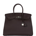 Hermes Birkin 35 Chocolat Togo Palladium Hardware