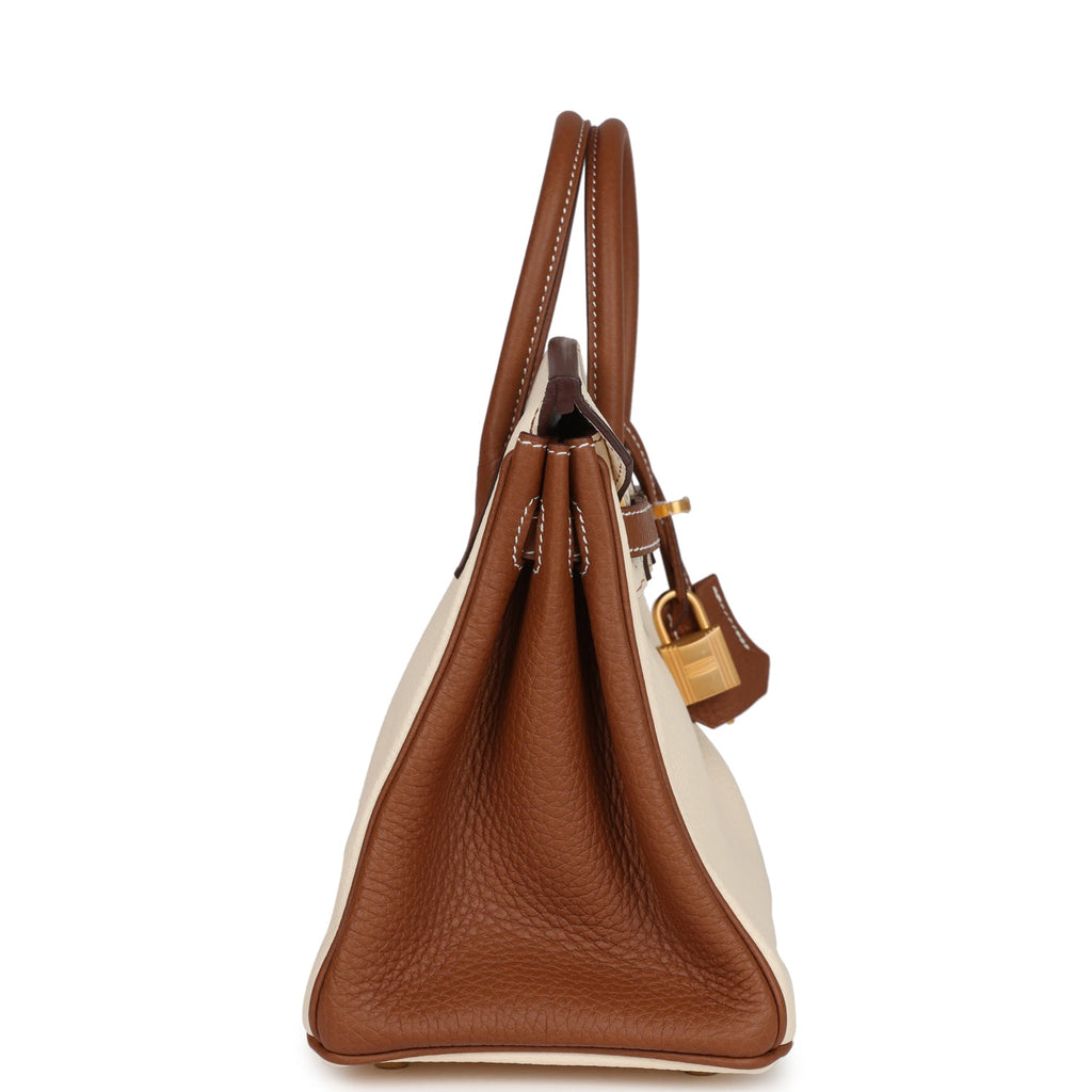 Hermes Special Order (HSS) Birkin 25 Nata and Gold Clemence Brushed Gold Hardware