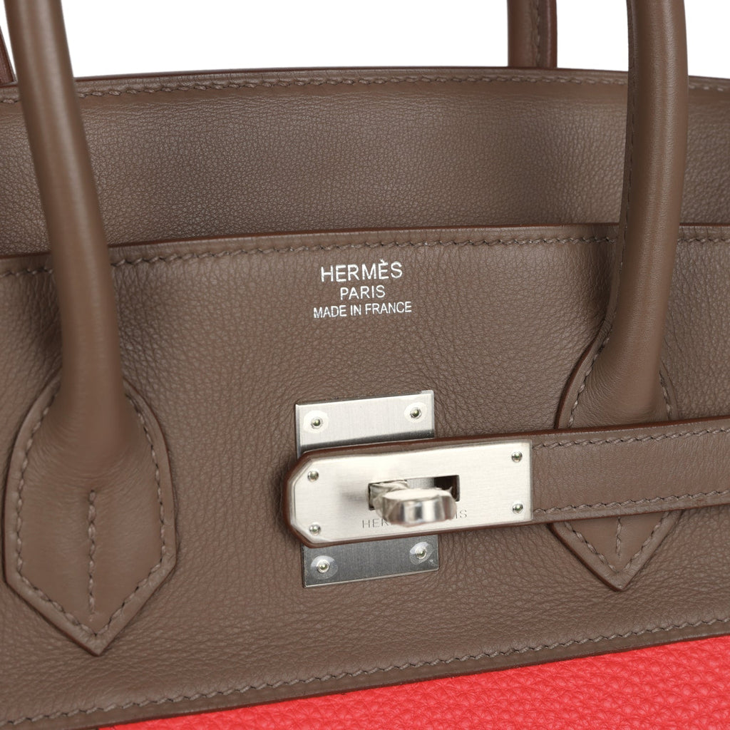 New Hermes Birkin 35 Cascade Rose Jaipur, Etoupe and Argile Swift and Clemence Brushed Palladium Hardware