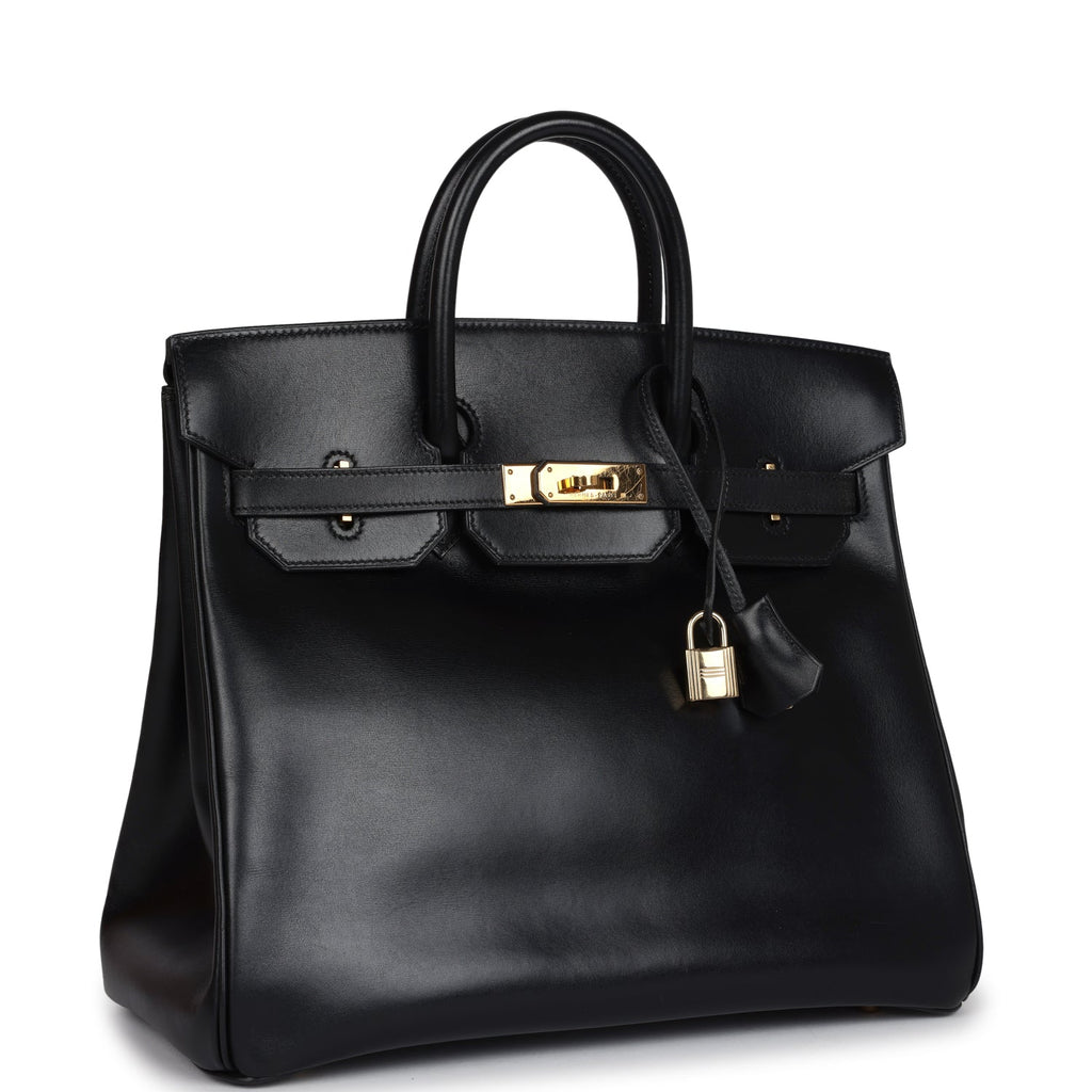 New Hermes HAC Birkin 32 Black Box Gold Hardware