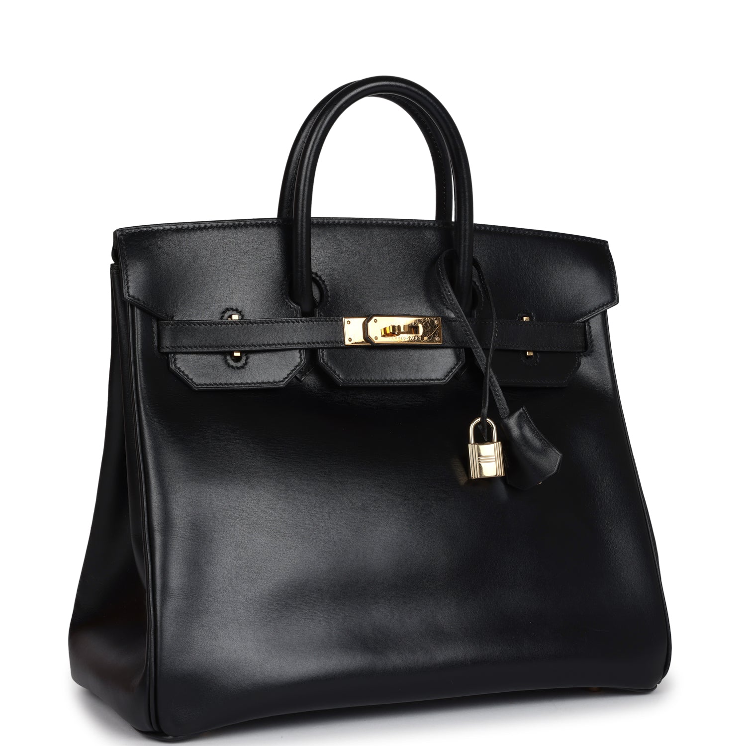 New Hermes HAC Birkin 32 Black Box Gold Hardware