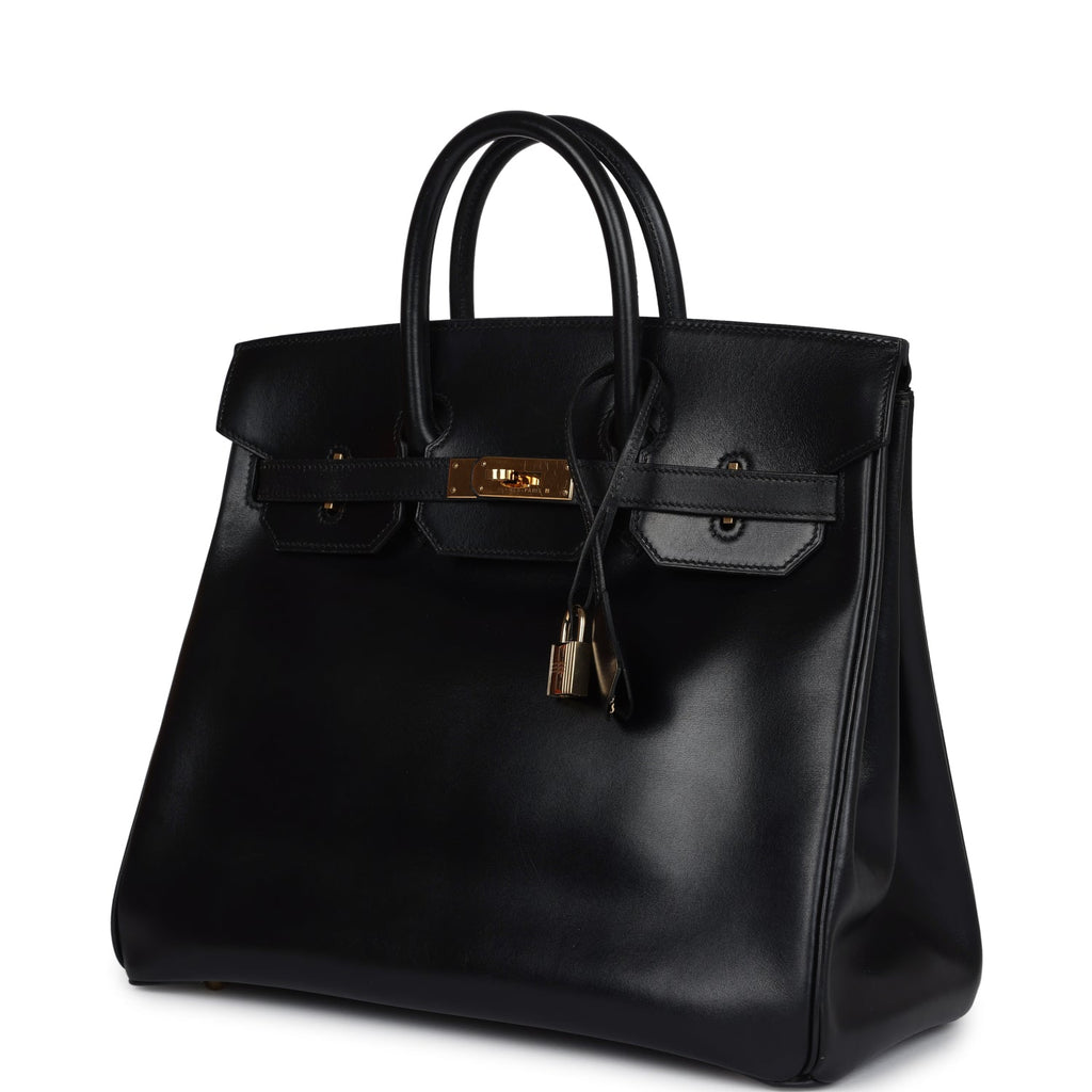 New Hermes HAC Birkin 32 Black Box Gold Hardware