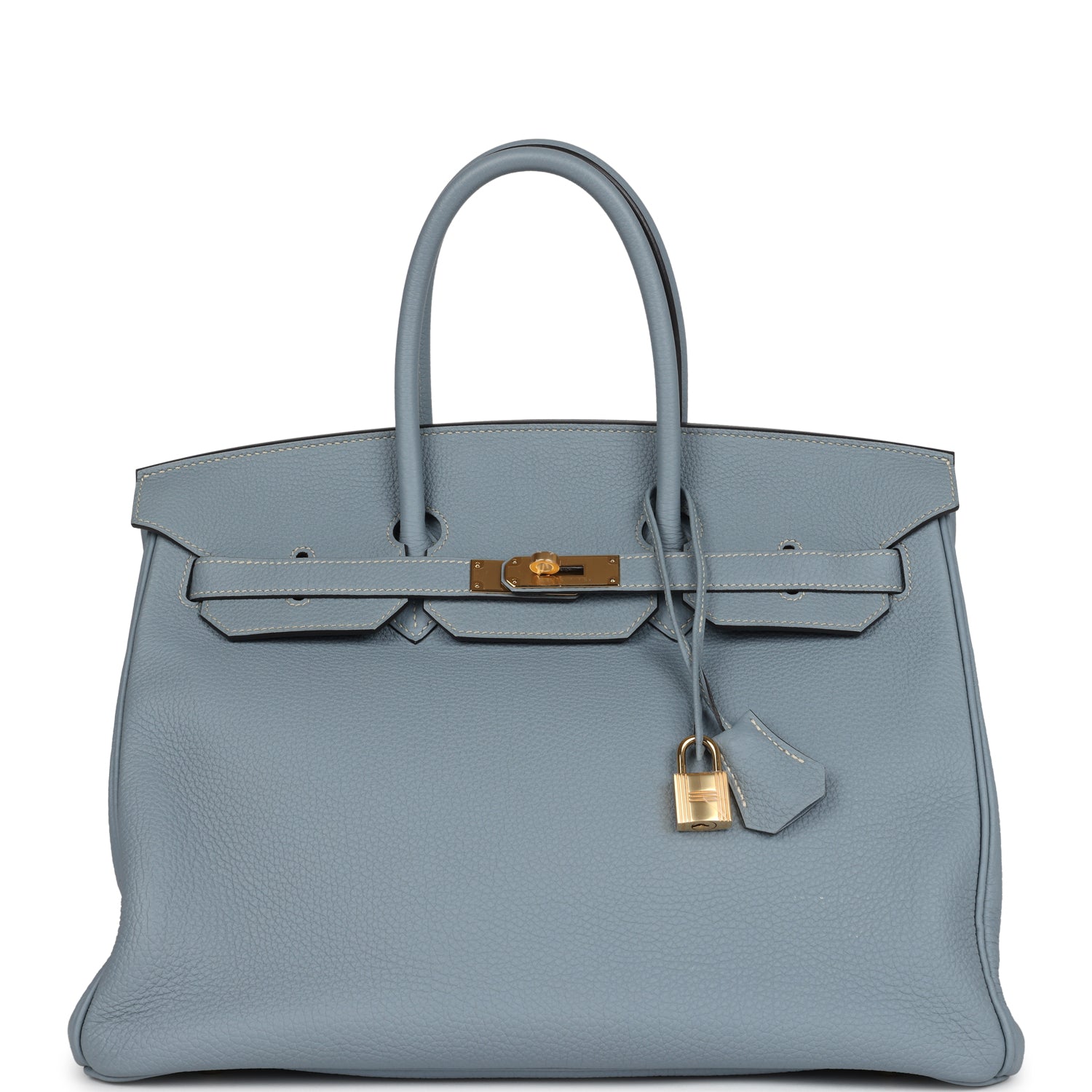 New Hermes Birkin 35 Bleu Lin Togo Gold Hardware