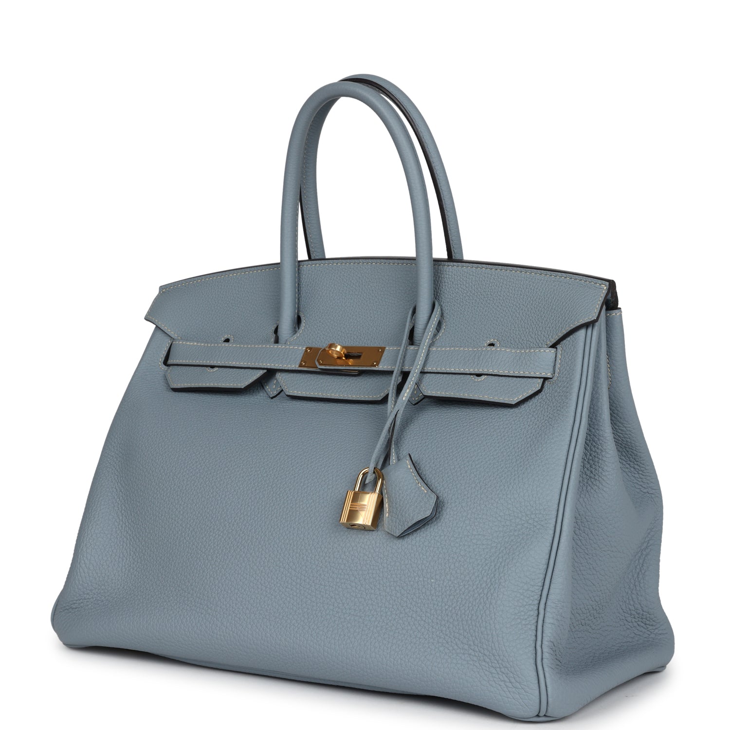 New Hermes Birkin 35 Bleu Lin Togo Gold Hardware