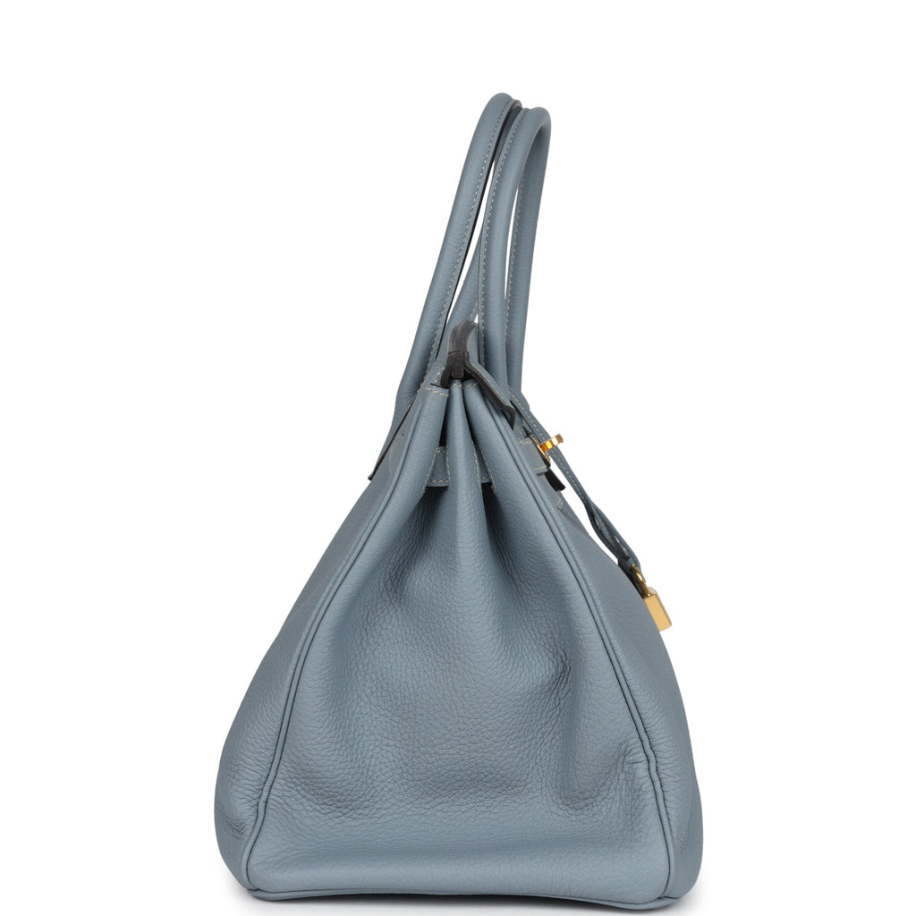 New Hermes Birkin 35 Bleu Lin Togo Gold Hardware