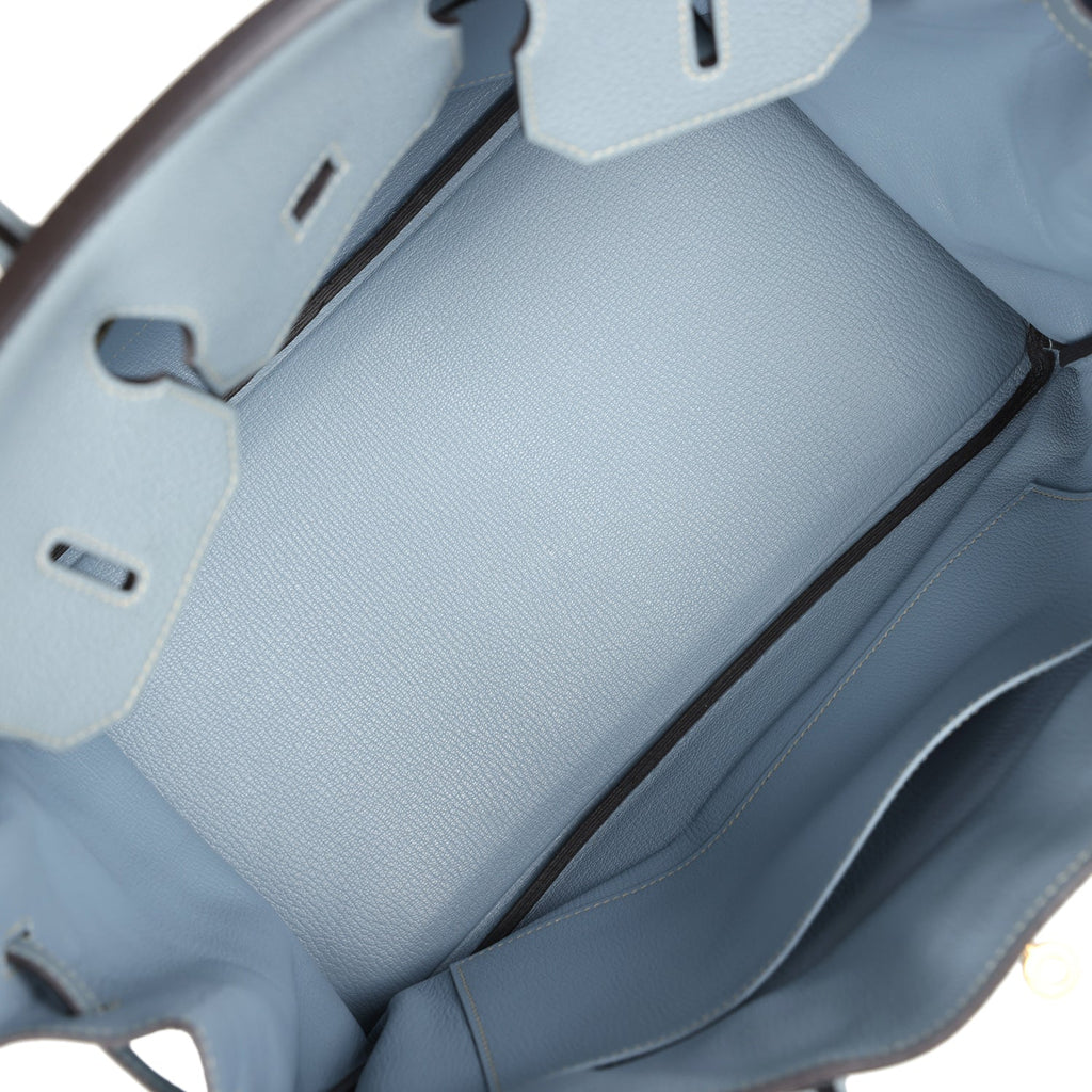 New Hermes Birkin 35 Bleu Lin Togo Gold Hardware
