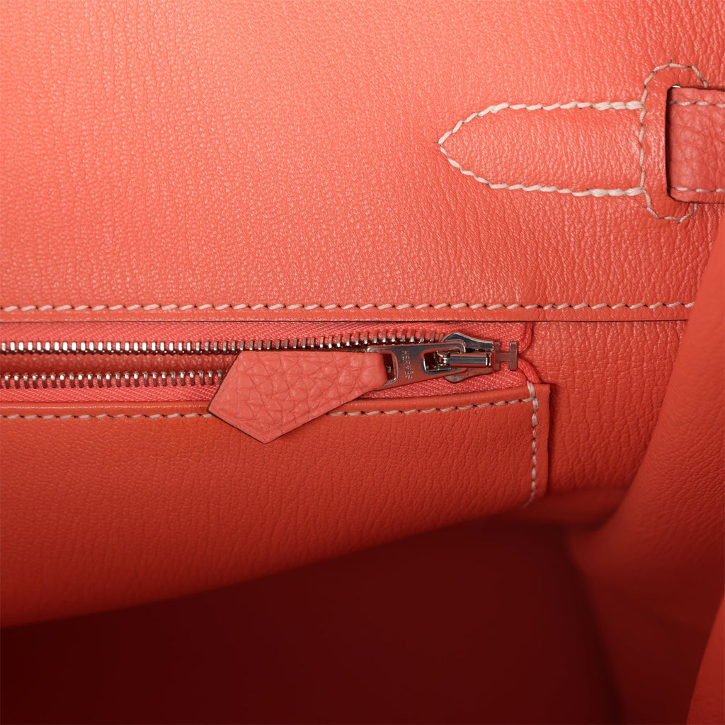 Pre-owned Hermes Birkin 35 Crevette Clemence Palladium Hardware