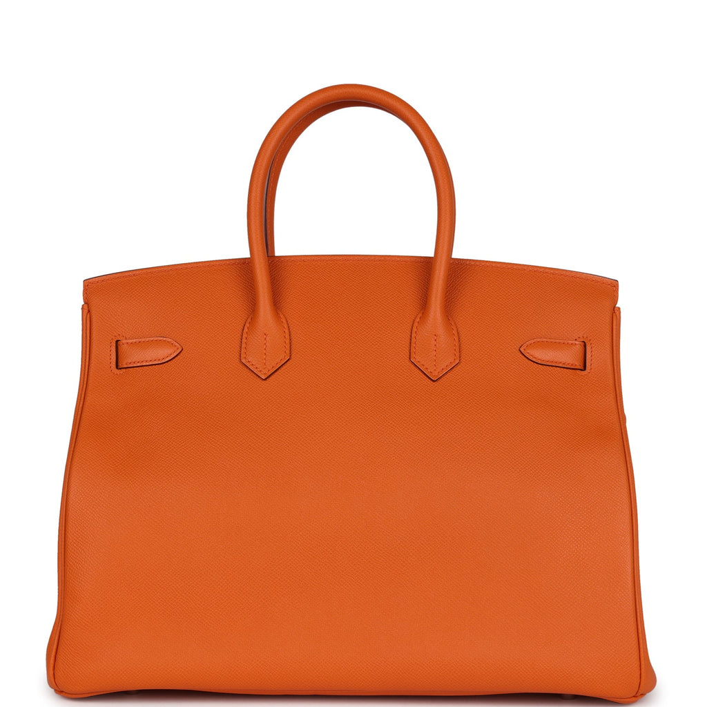 Pre-owned Hermes Birkin 35 Orange Epsom Palladium Hardware