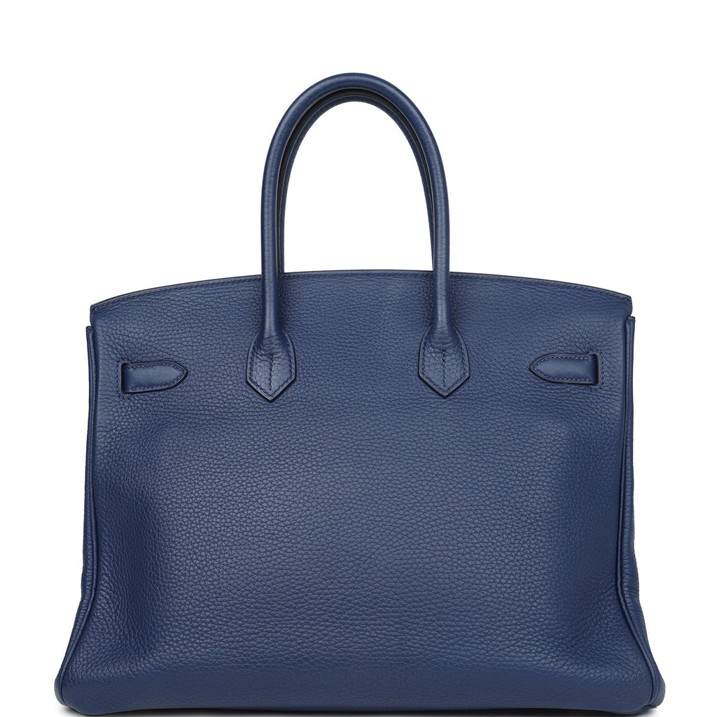 Pre-owned Hermes Birkin 35 Bleu Saphir Clemence Gold Hardware
