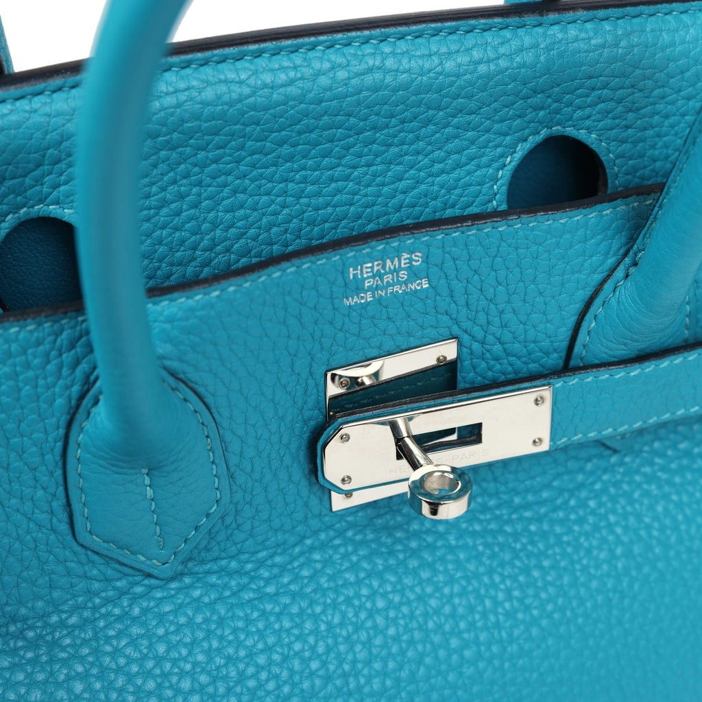 New Hermes Birkin 30 Turquoise Clemence Palladium Hardware