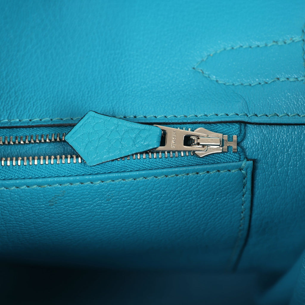 New Hermes Birkin 30 Turquoise Clemence Palladium Hardware