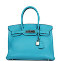 New Hermes Birkin 30 Turquoise Clemence Palladium Hardware
