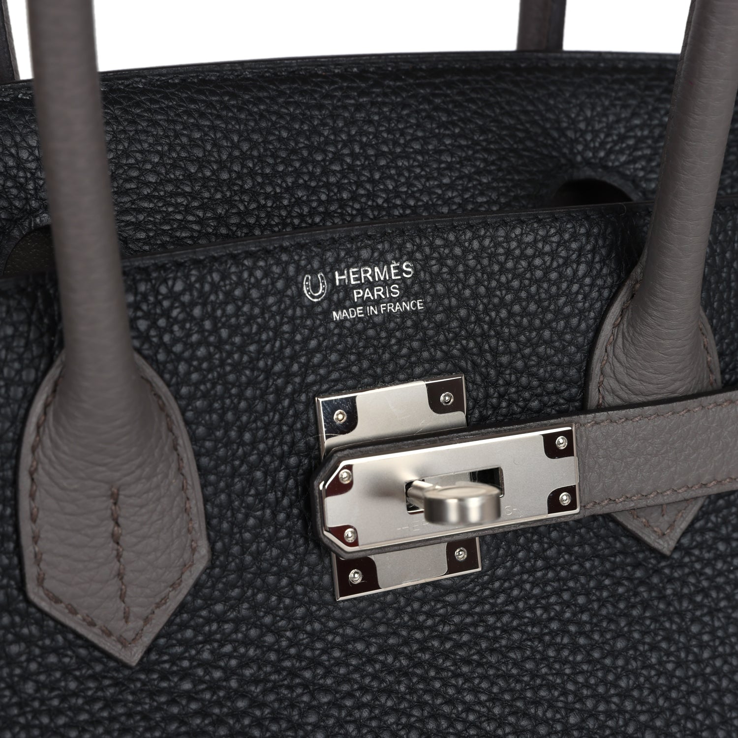 Hermes Special Order (HSS) Birkin 30 Etain and Black Clemence Palladium Hardware