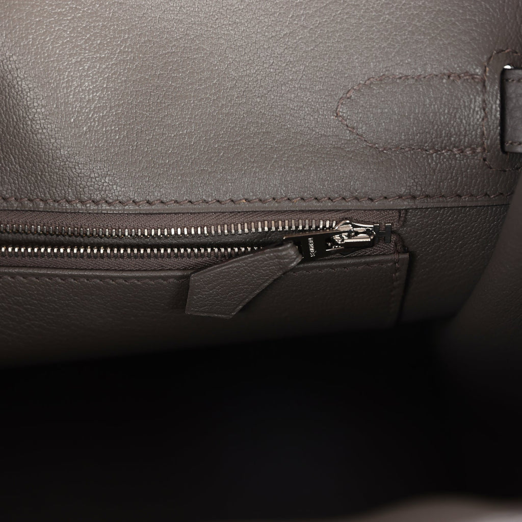 Hermes Special Order (HSS) Birkin 30 Etain and Black Clemence Palladium Hardware