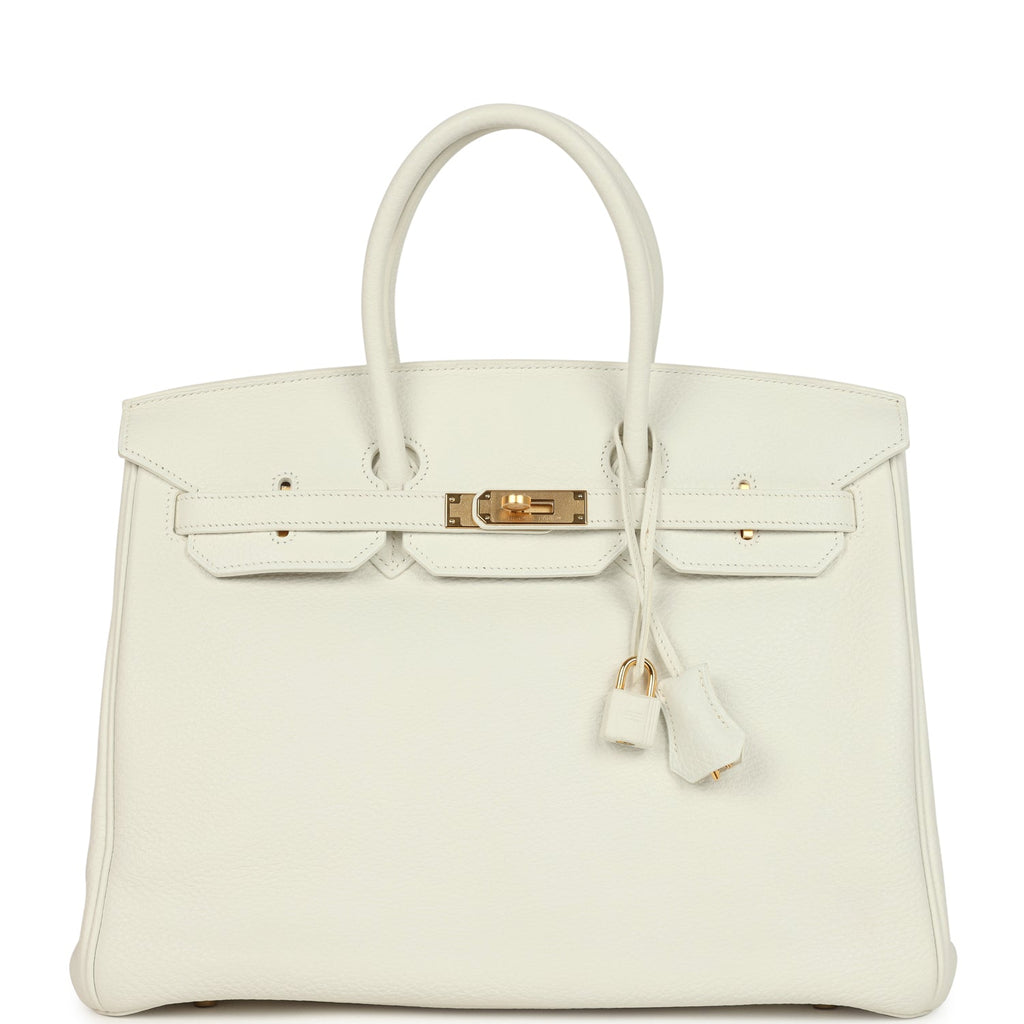 Hermes Birkin 35 White Clemence Gold Hardware