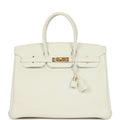 Hermes Birkin 35 White Clemence Gold Hardware