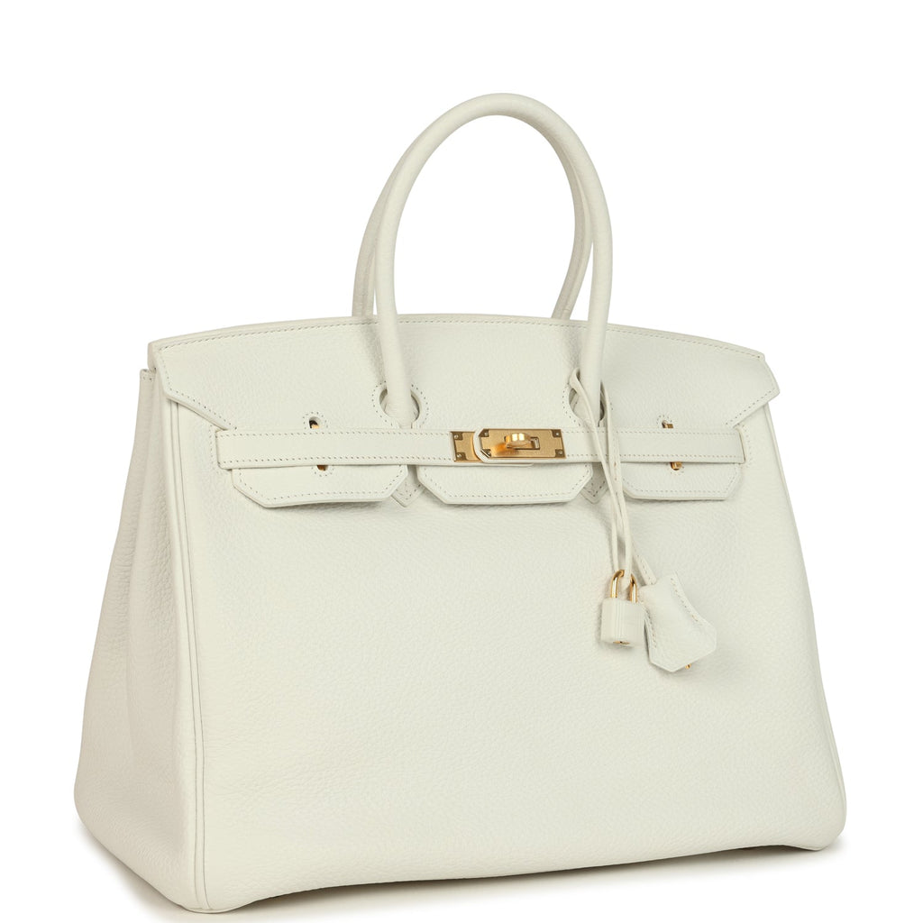 Hermes Birkin 35 White Clemence Gold Hardware