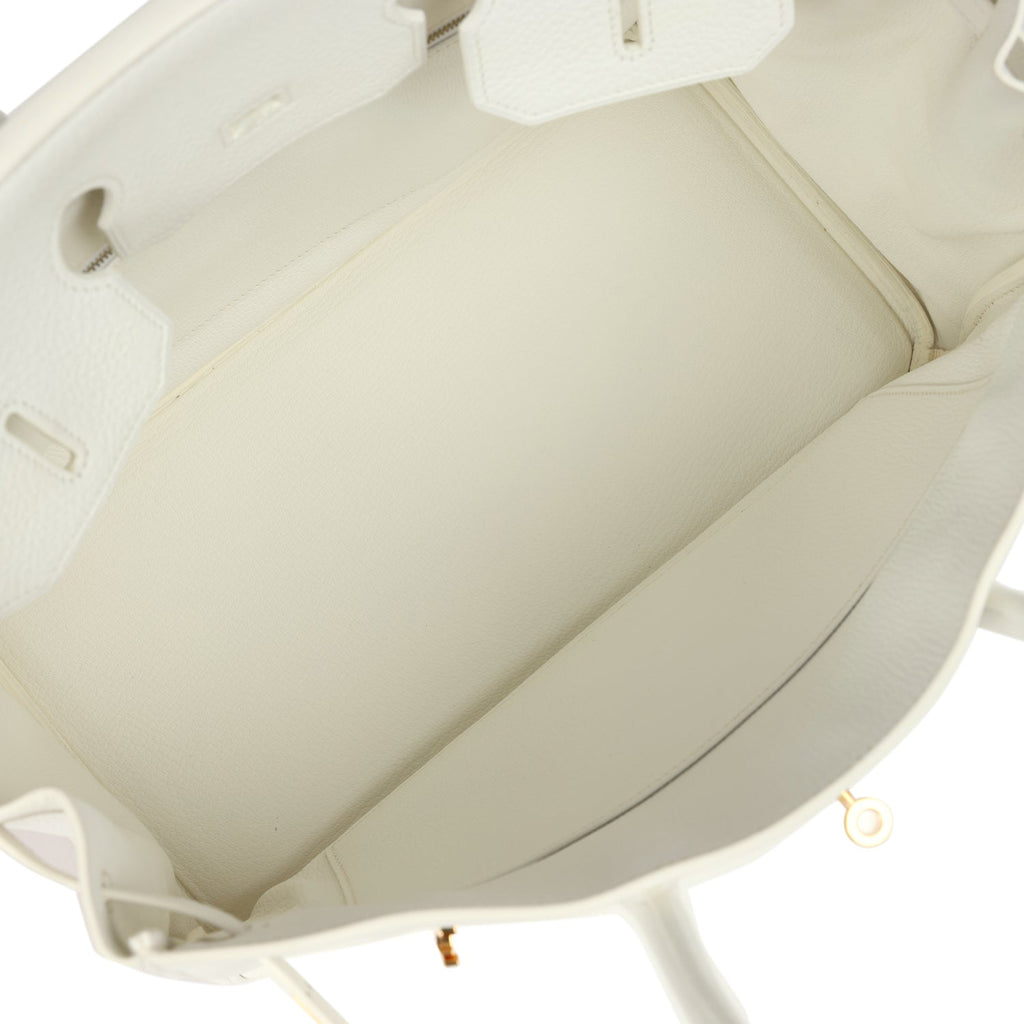 Hermes Birkin 35 White Clemence Gold Hardware