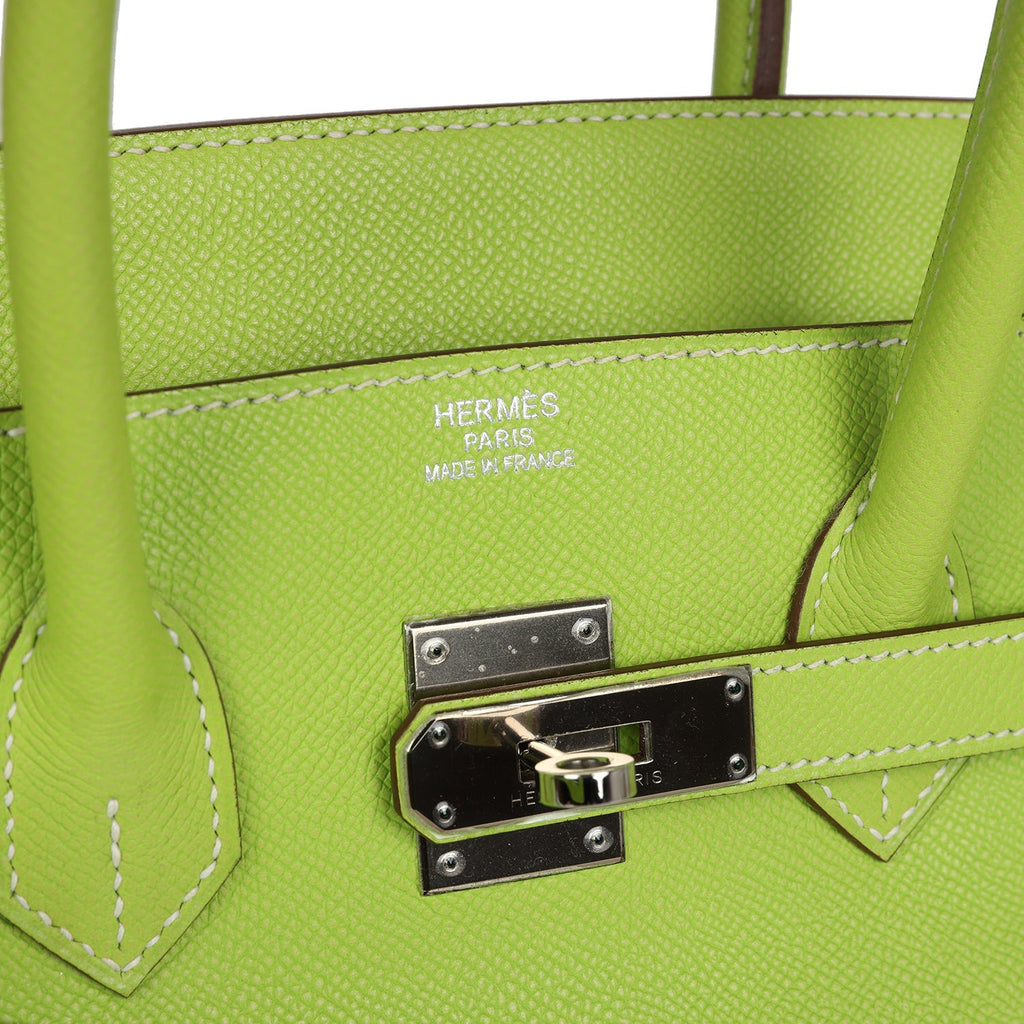 Pre-owned Hermes Birkin 35 Kiwi Candy Epsom Palladium Hardware