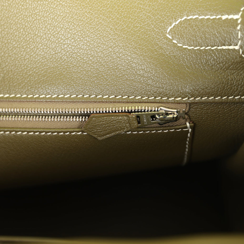 Pre-owned Hermes Birkin 35 Kiwi Candy Epsom Palladium Hardware