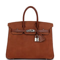 New Hermes Birkin 25 Noisette Doblis and Box Palladium Hardware