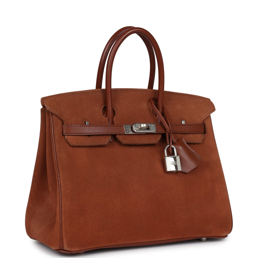 New Hermes Birkin 25 Noisette Doblis and Box Palladium Hardware