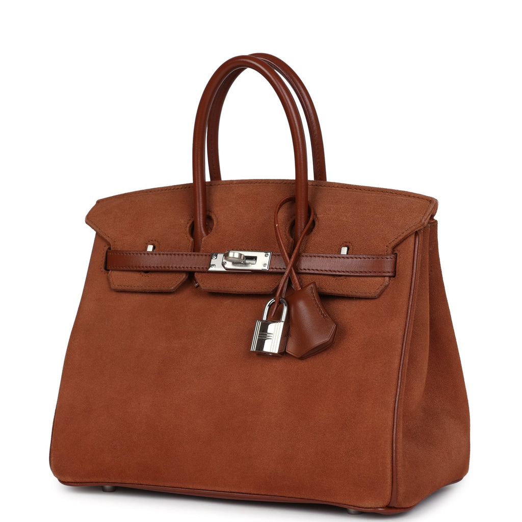 New Hermes Birkin 25 Noisette Doblis and Box Palladium Hardware