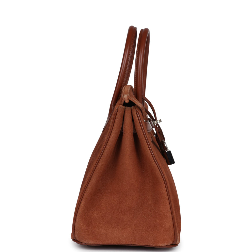 New Hermes Birkin 25 Noisette Doblis and Box Palladium Hardware