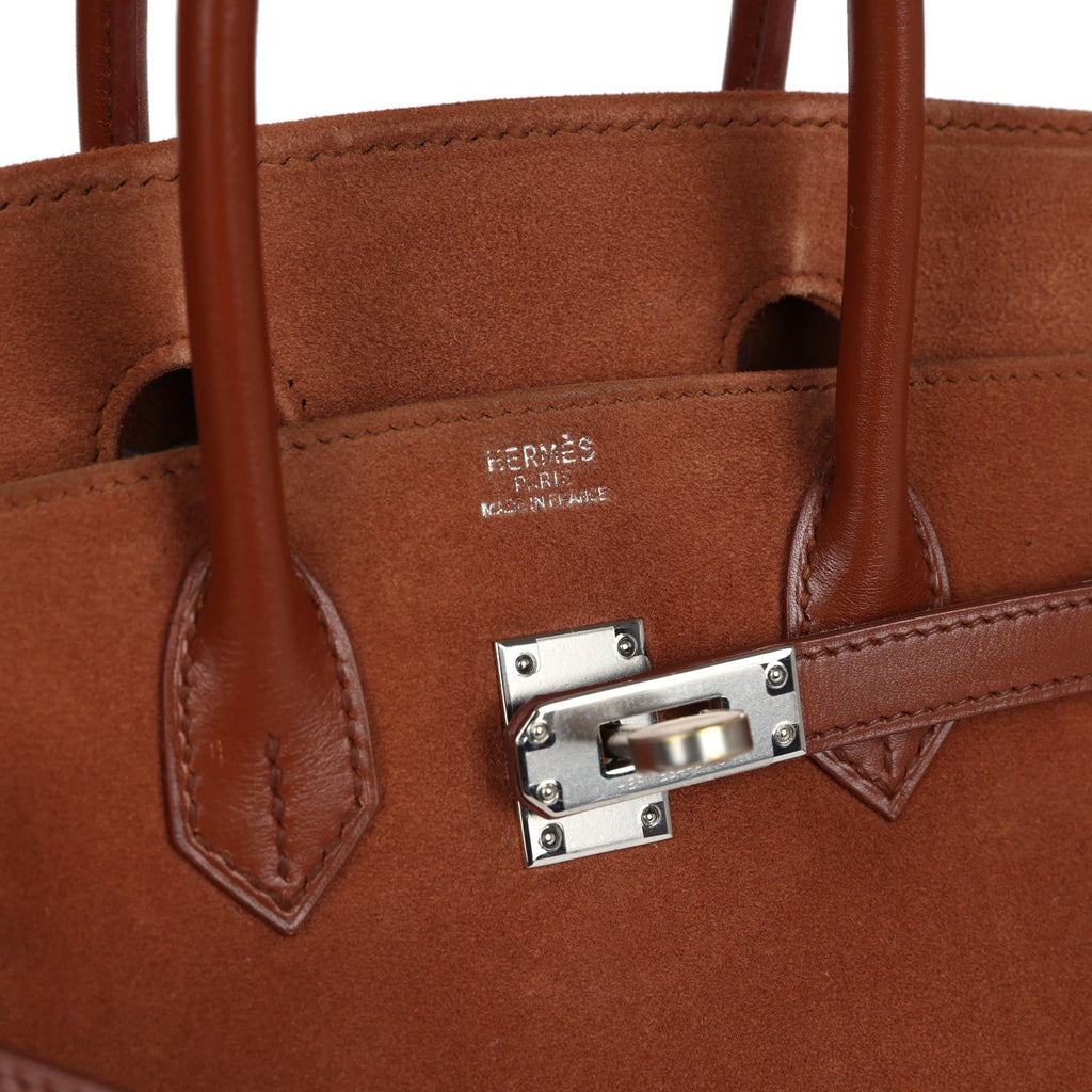 New Hermes Birkin 25 Noisette Doblis and Box Palladium Hardware