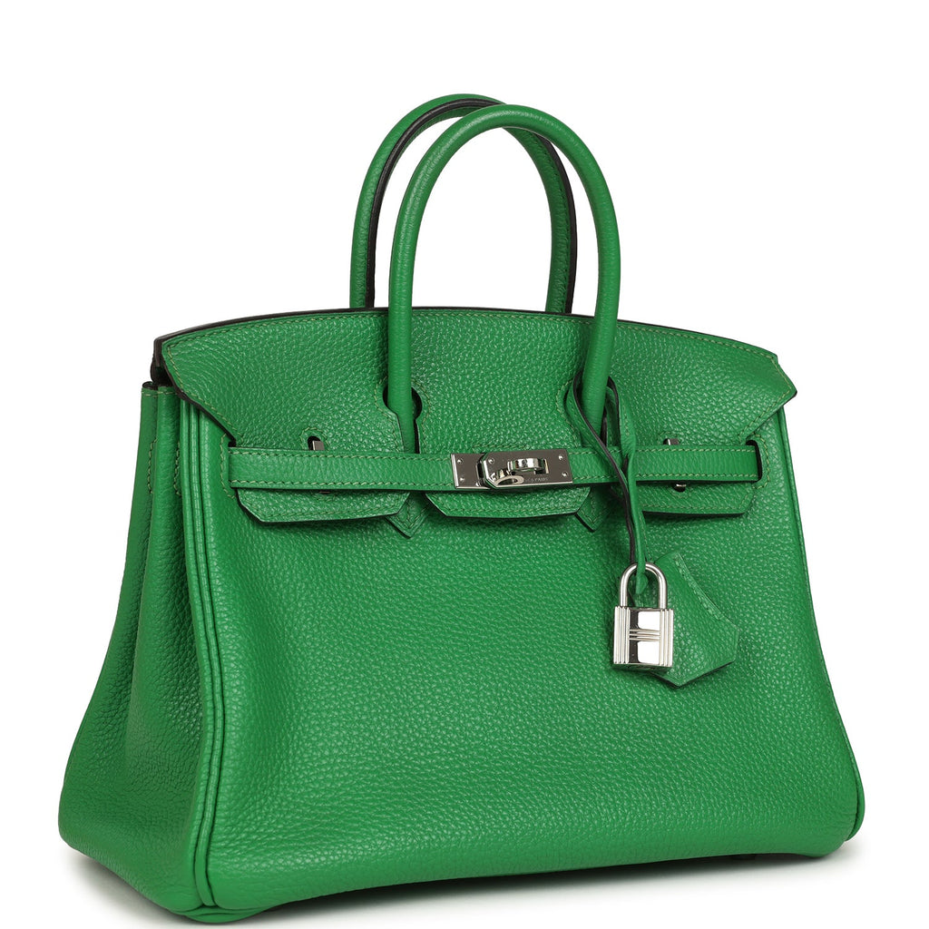 Pre-owned Hermes Birkin 25 Bambou Togo Palladium Hardware