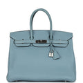 New Hermes Birkin 35 Ciel Togo Palladium Hardware