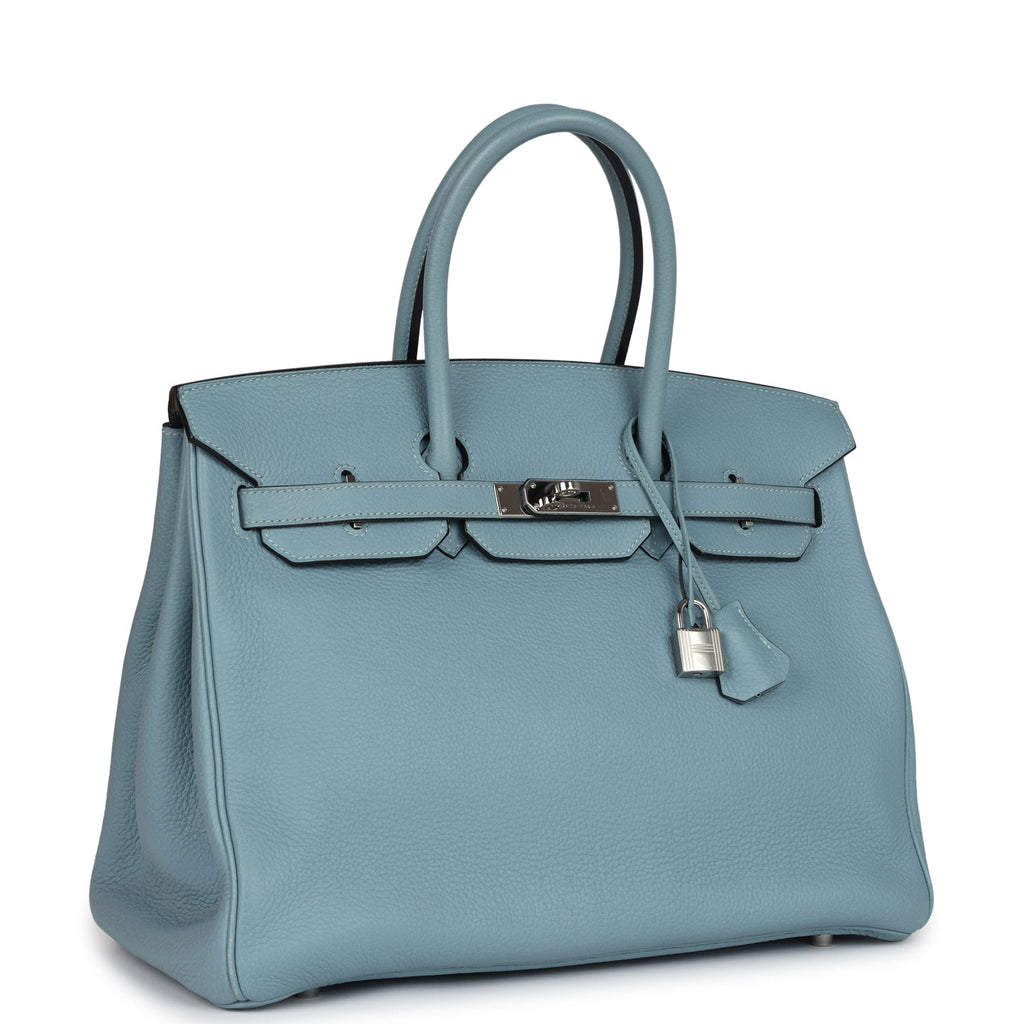 New Hermes Birkin 35 Ciel Togo Palladium Hardware