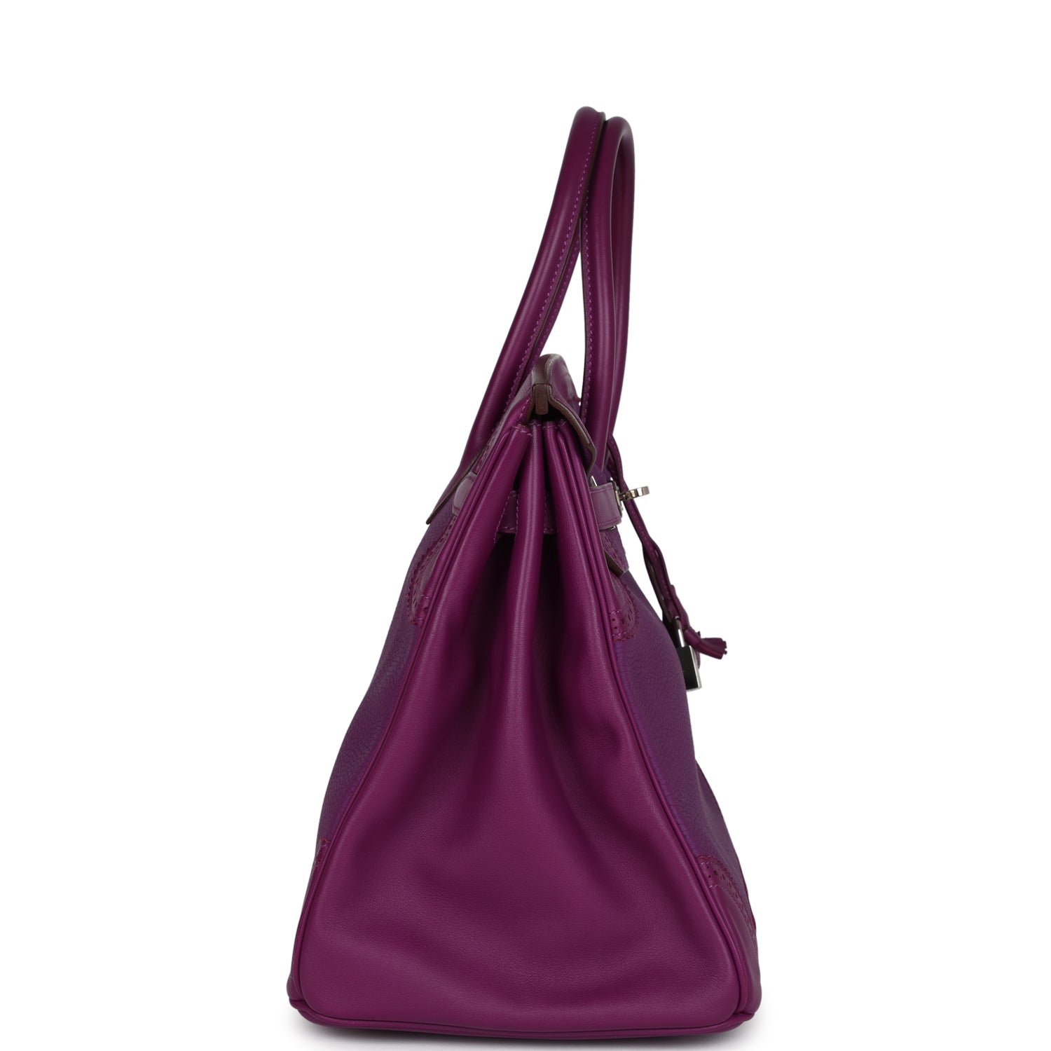 Pre-owned Hermes Birkin Ghillies 35 Anemone Togo and Swift Palladium Hardware
