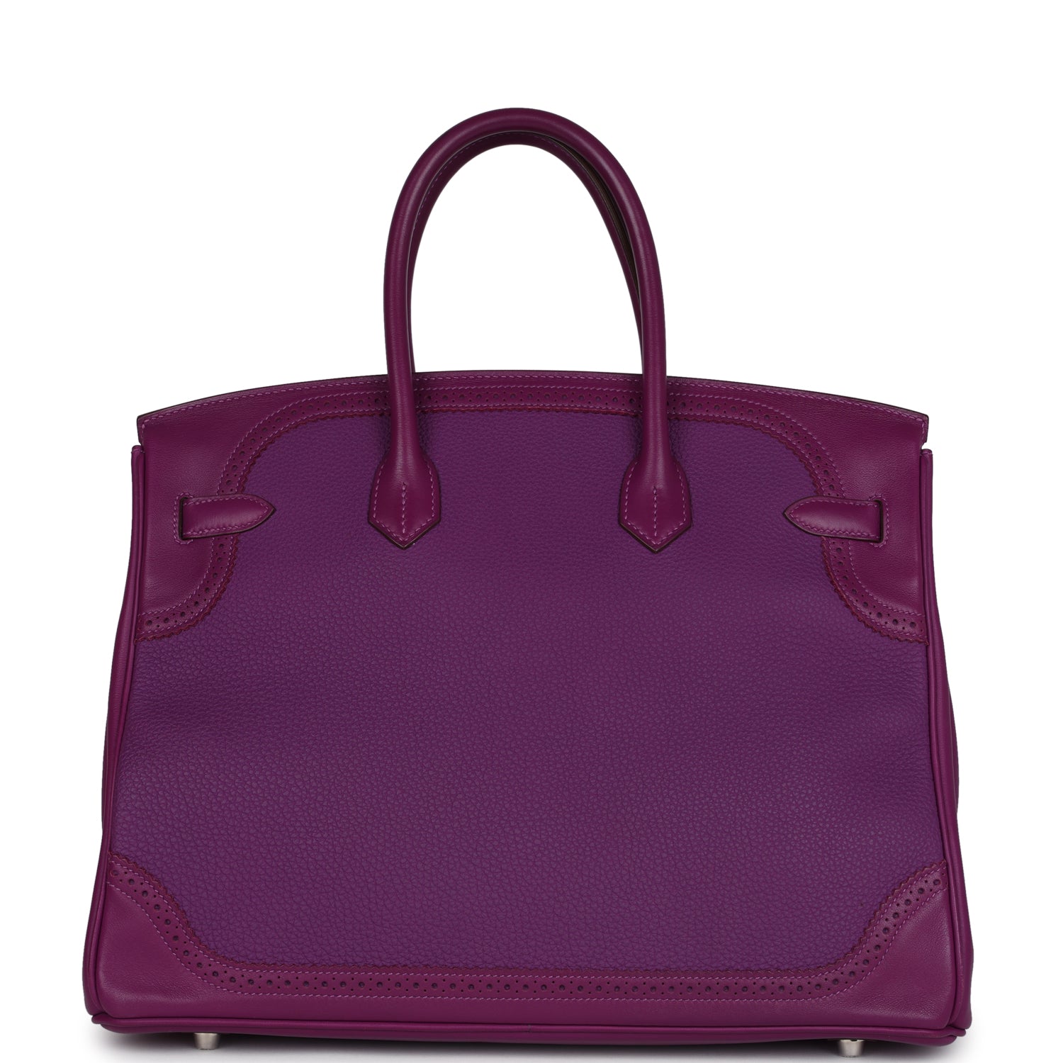 Pre-owned Hermes Birkin Ghillies 35 Anemone Togo and Swift Palladium Hardware