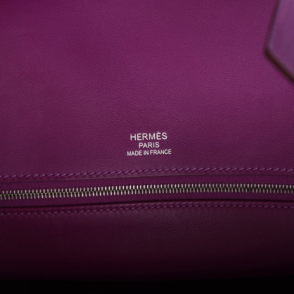 Pre-owned Hermes Birkin Ghillies 35 Anemone Togo and Swift Palladium Hardware