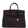 Hermes Birkin 35 Chocolat Fjord Gold Hardware