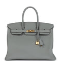 Hermes Birkin 35 Gris Mouette Togo Gold Hardware