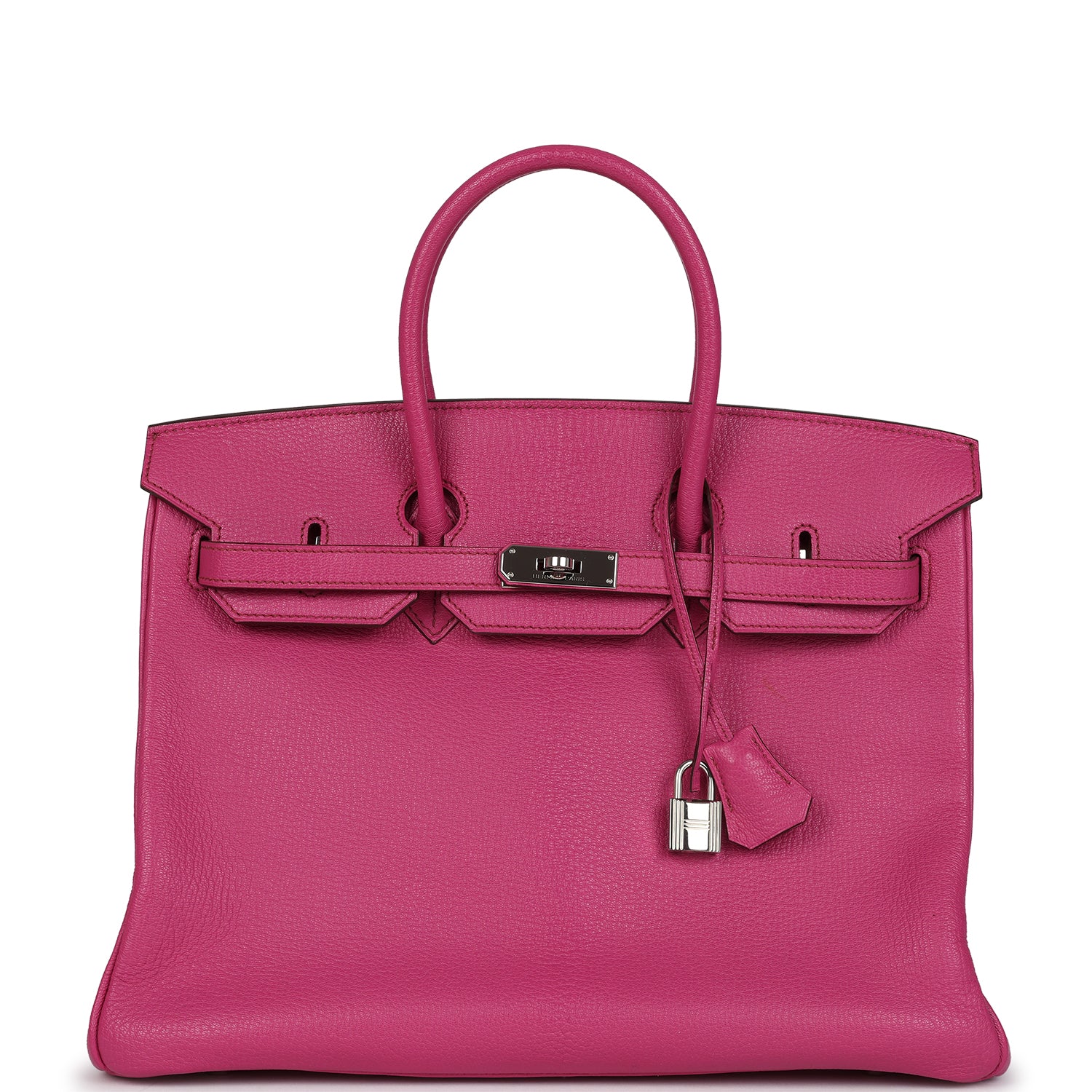 Pre-owned Hermes Birkin 35 Rose Shocking Chevre Mysore Palladium Hardware