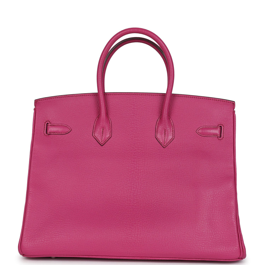 Pre-owned Hermes Birkin 35 Rose Shocking Chevre Mysore Palladium Hardware