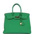 Pre-owned Hermes Birkin 35 Bambou Togo Gold Hardware